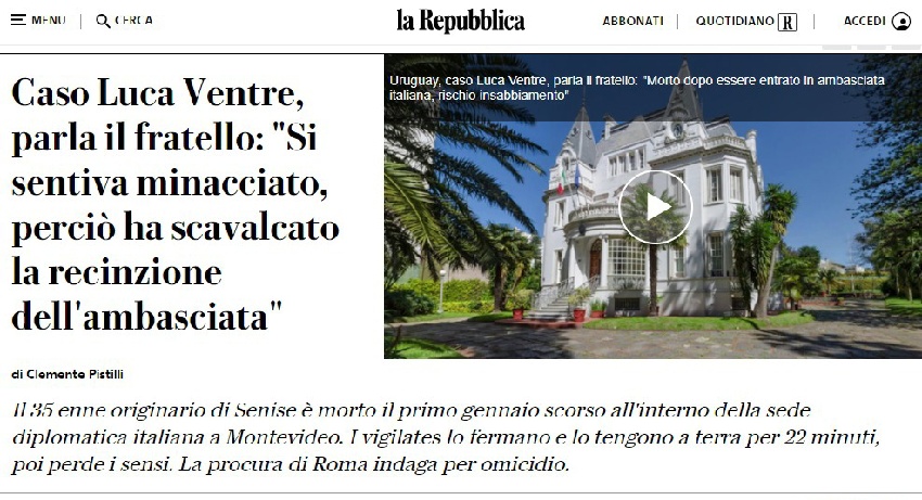 Medios italianos sobre Luca Ventre